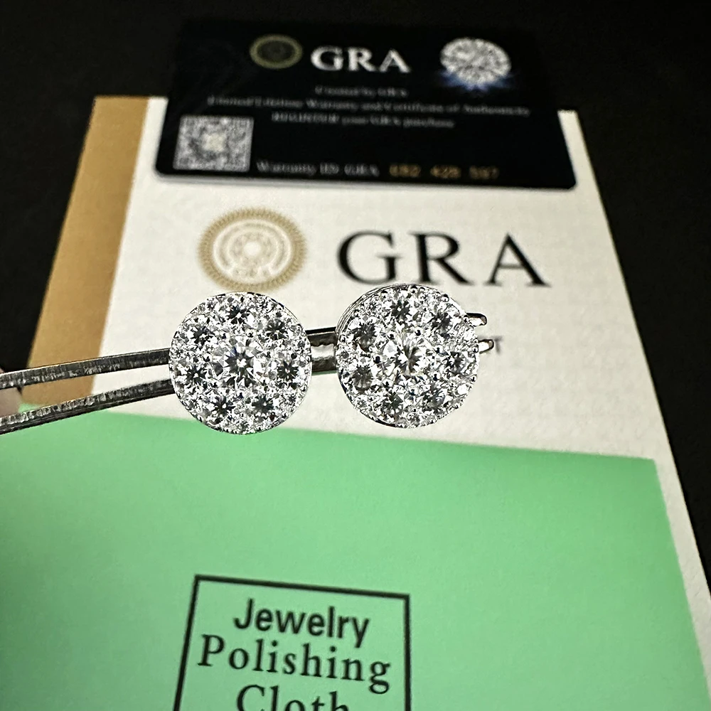 Big Diamond Moissanite Earrings for Women S925 Silver Iced Out Ear Studs Women Men High-End Jewelry Pass Tester Free Shipping