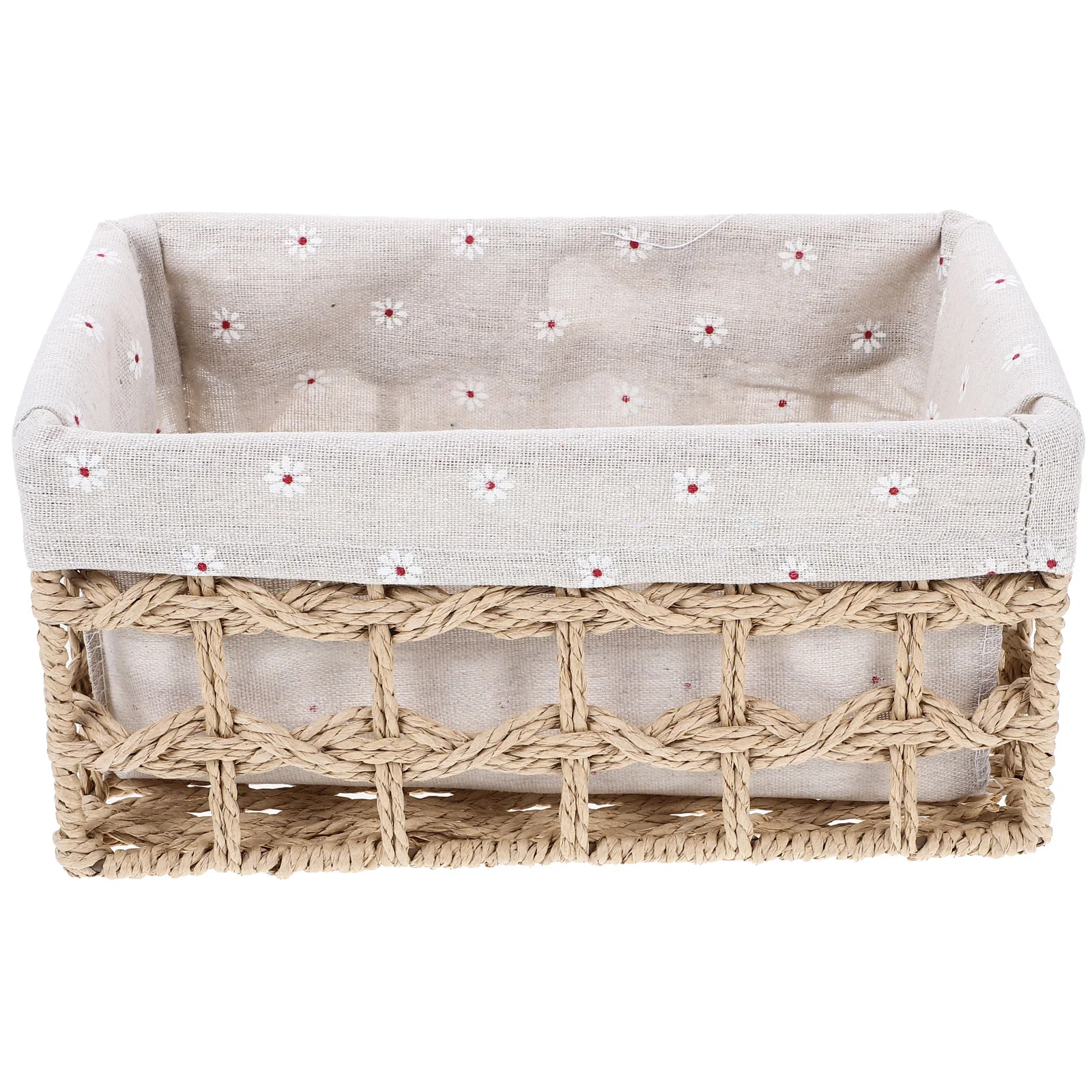 

Rattan Storage Basket Bathroom Bin Cube Baskets Portable Case Small Desktop Toy Decor
