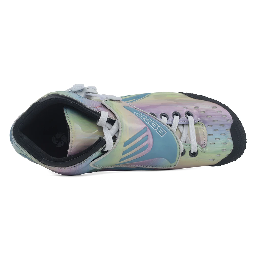 Фото Роликовые коньки BONT Jet 2PT 195 мм, синие, с радужным эффектом, скоростные, карбоновые, профессиональные, для дорожного катания №4