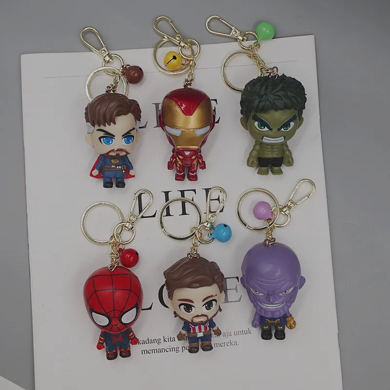 Disney Doll Keychain Avengers Doll Thor Captain Marvel DIY Ornaments Accessories Bag Pendant Creative Toys Present