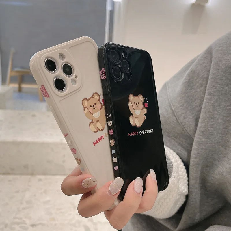 Retro kawaii plush anime bear Japanese Phone Case For iPhone 14 13 12 11 Pro Max 14 Plus Xr Xs Max 7 8 Plus case Cute Soft Cover