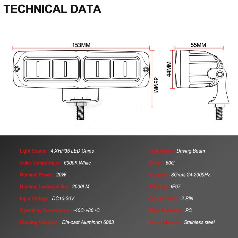 Светодиодсветильник световая балка 6D 6 дюймов рабочее освещение 12 В 24 светильник