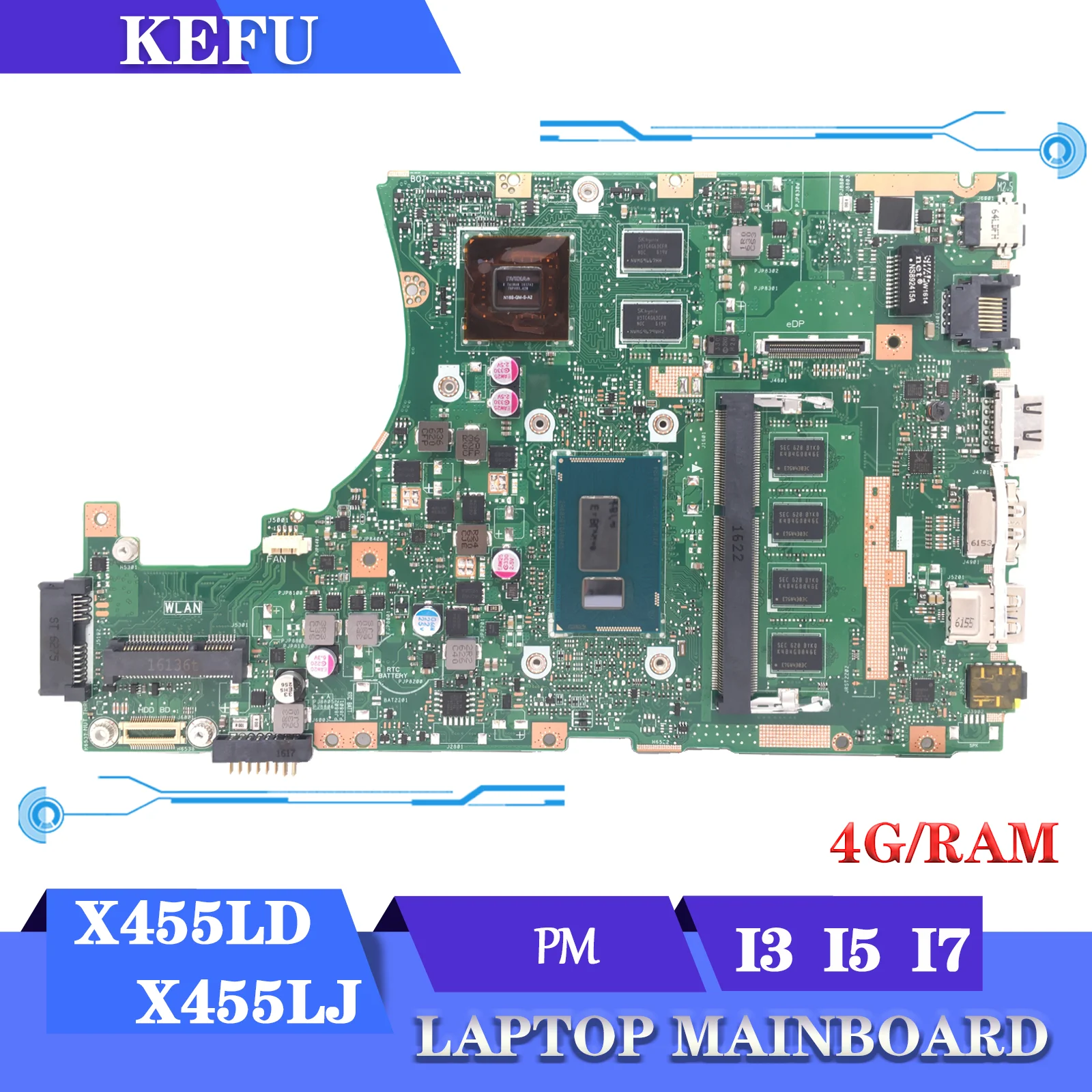 

X455LD Mainboard For ASUS X455LF X455L X455LJ A455L F454L Laptop Motherboard i3 i5 i7 CPU GT820M GT840M GT920M GT930M RAM-4GB