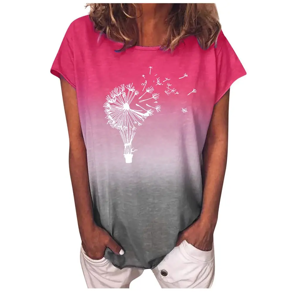 

Fashion Women T-Shirts Short Sleeve Tops Gradient Printing 3d Shirts Tees Y2k Streetwear O-Neck Oversized Summer Ladies Clothing