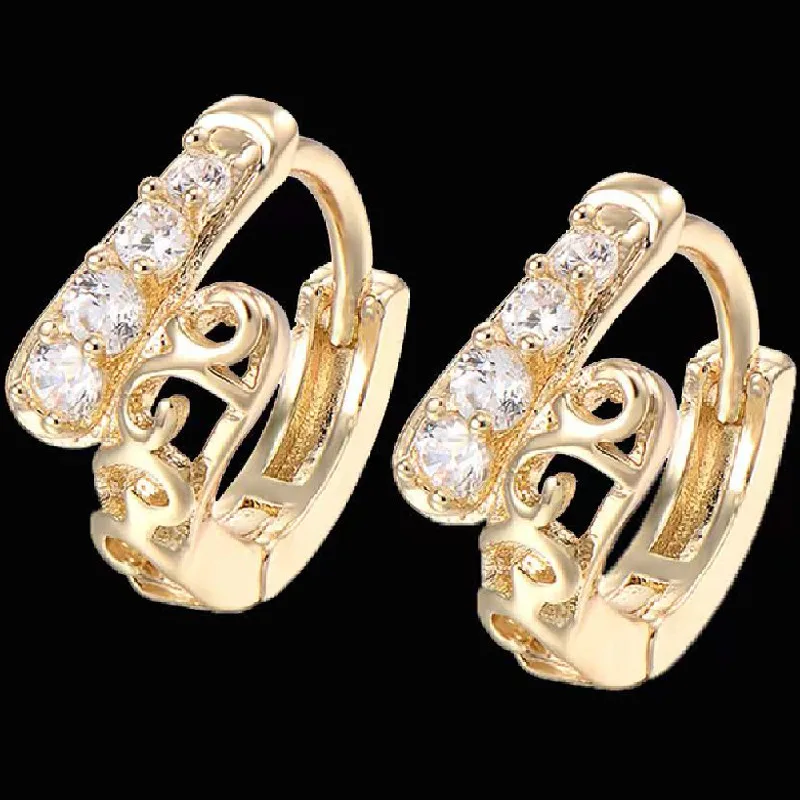 

Fashion Ladies Copper Irregular Round Hollow Crystal Diamond Earrings Earrings Jewelry Bridal Birthday Party Gift Accessories