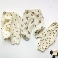 2022 summer new baby thin cotton mosquito pants loose infant casual pants cute tiger bear print boys girls harem pants trousers