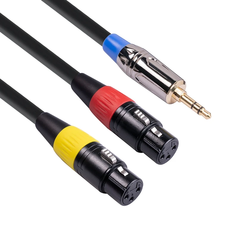 

XLR Cable 3.5Mm Stereo Jack Male To Dual XLR Female Splitter Cable For Microphones Speakers Sound Consoles,3Meters