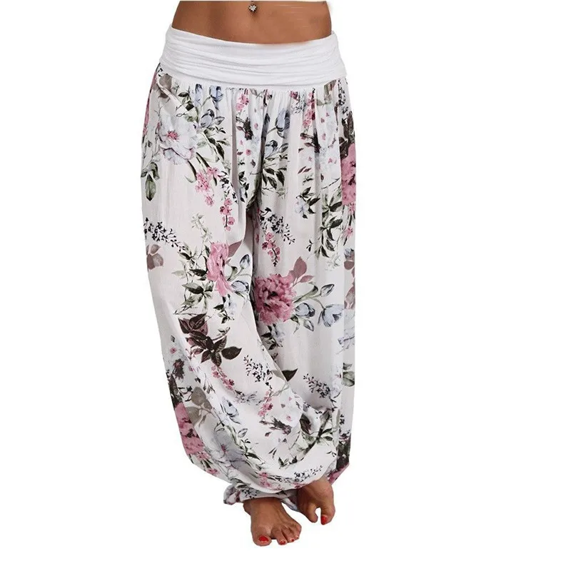

Spring Summer Pant New Fashion Floral Printed Female Casual Pants Women High Waist Loose Long Wide Leg Pants