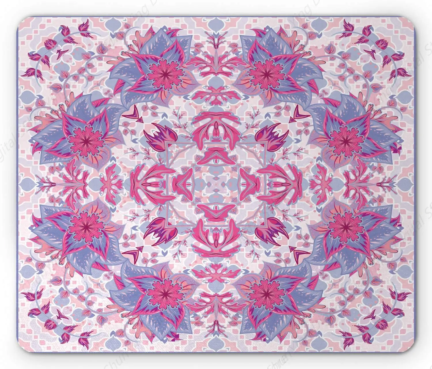 Фиолетовый красный компьютерный офисный коврик для мыши с цветущим листом и