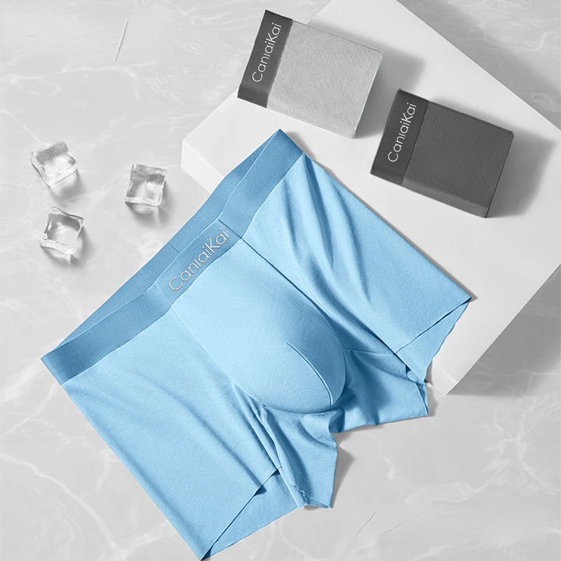 Ice Silk Men's Panties Solid Man Boxer Breathable Underpants Quick Dry Briefs Summer Cotton Antibacterial Inner Crotch Underwear