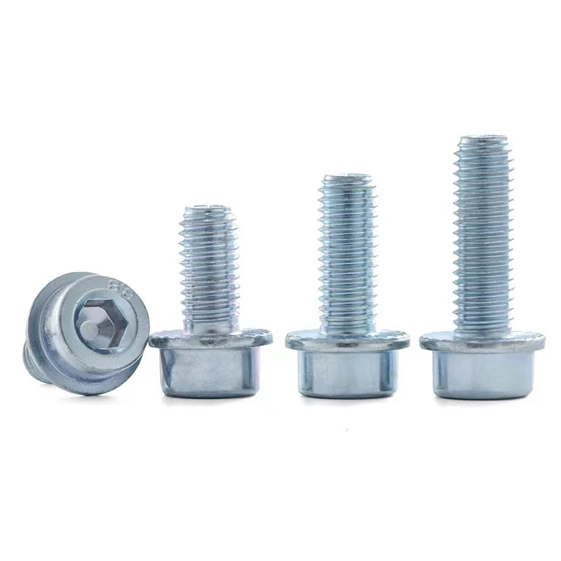 M5M6M8 M10 Hexagon Socket Flange Face Screws Tornillos High Strength Bolts With Cushioned Via Class 8.8  Blue Zinc Plated DIN251 images - 2