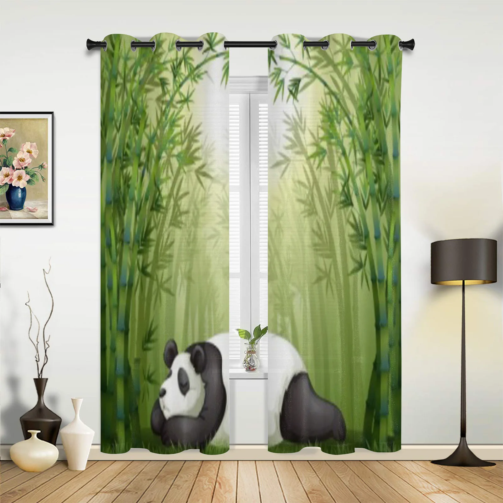 Панда спящие бамбуковые деревья оконные шторы для гостиной детской спальни