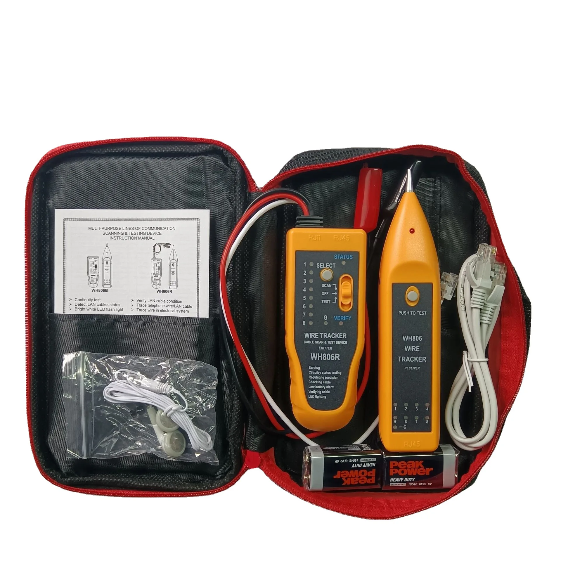 

WH806R Поиск линий Поиск линий Тестер сетевых линий Выравниватель линий Аксессуары для обслуживания телефонного сетевого кабеля Светодиодная подсветка