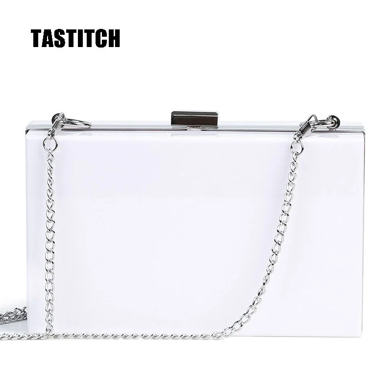 

Classic White Acrylic Bags Box Wallet Day Clutch Bags Women Messenger Shoulder Bags Wedding Party Prom Evening Clutches Handbags