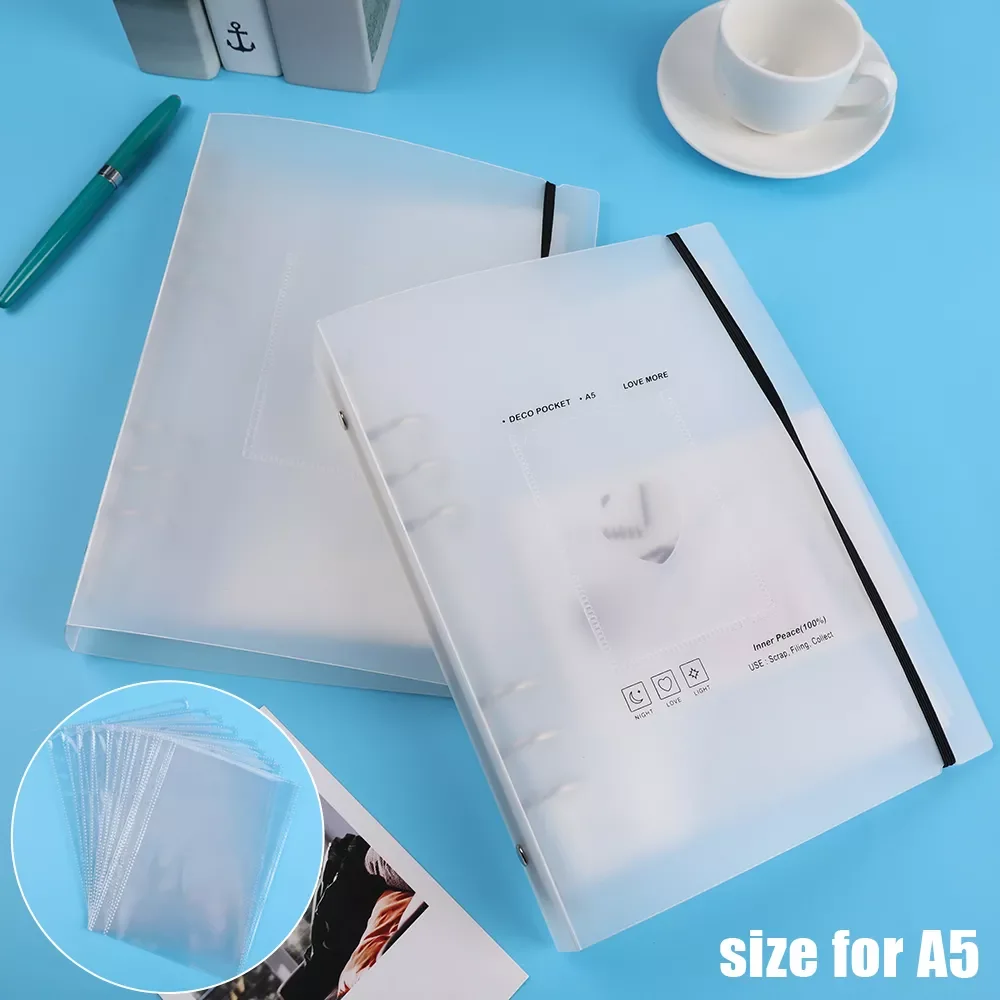 

A5 Frosted Binder Student Clear 3 Inch Photo Album Card Booklet Loose-leaf Book Office Document Storage Supplies