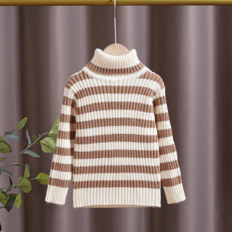 

Sweaters For Boys Winter Clothes Girls Pumpkin Decoration Fashion New Children Turtleneck Thick Warm Soft Kids Knitting Costom