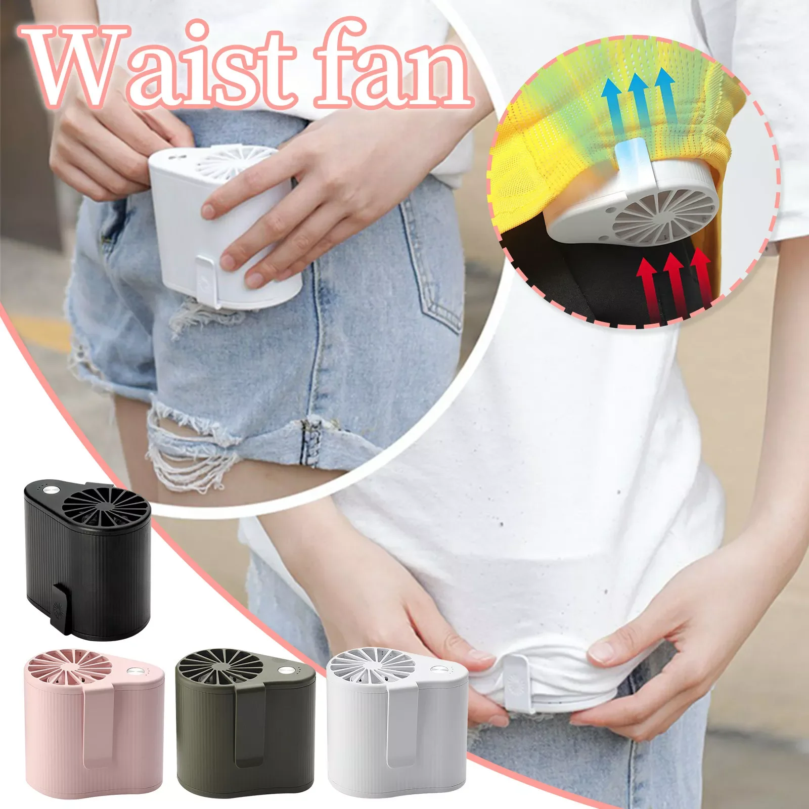Usb Portable Personal Hanging Waist Fan With Recharge Battery Ultra Quiet Wearable  Fan Handheld Air Conditioner#dg4