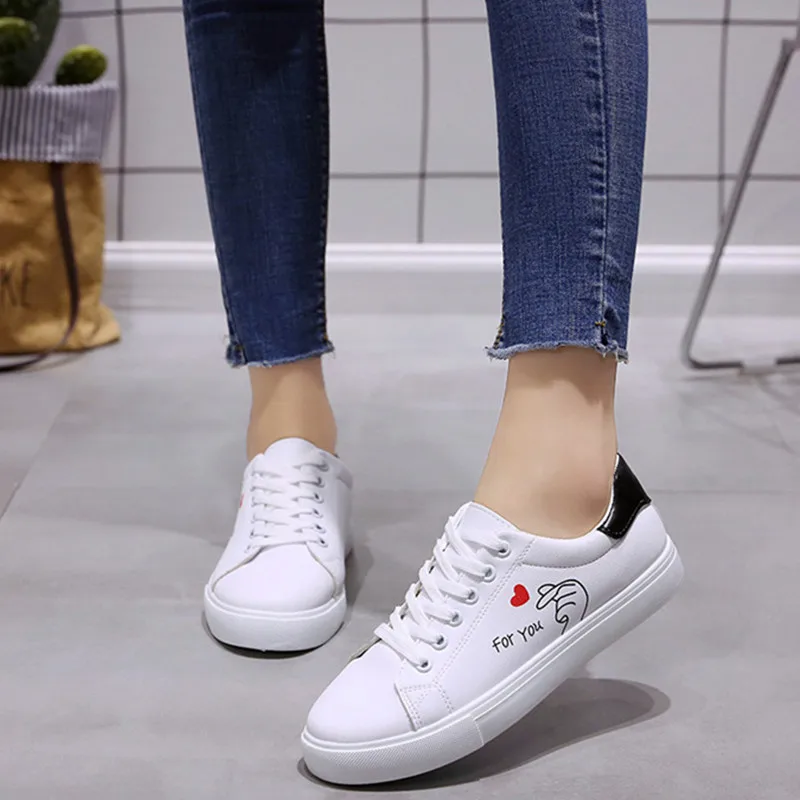 Heart-shaped Running Sneakers Shoes for Women Breathable Sports Walking Flats Woman White Casual Sneaker Zapatos De Mujer