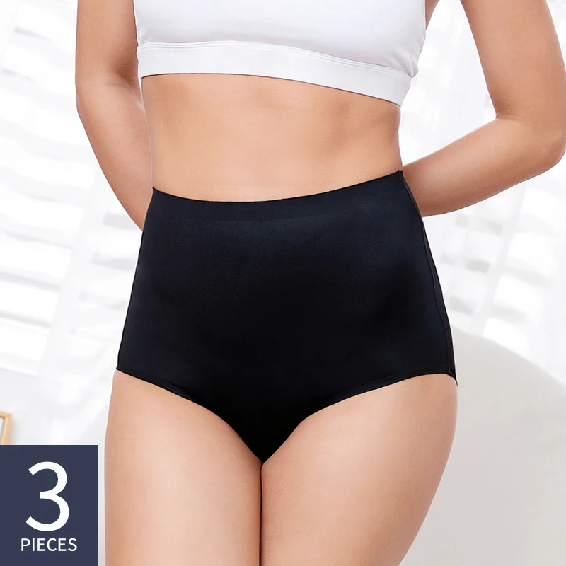 

3 Pieces Women High Waist Panties Seamless Shaping Underwear Breathable Body Shaper Slimming Tummy Briefs Butt Lifter Panties