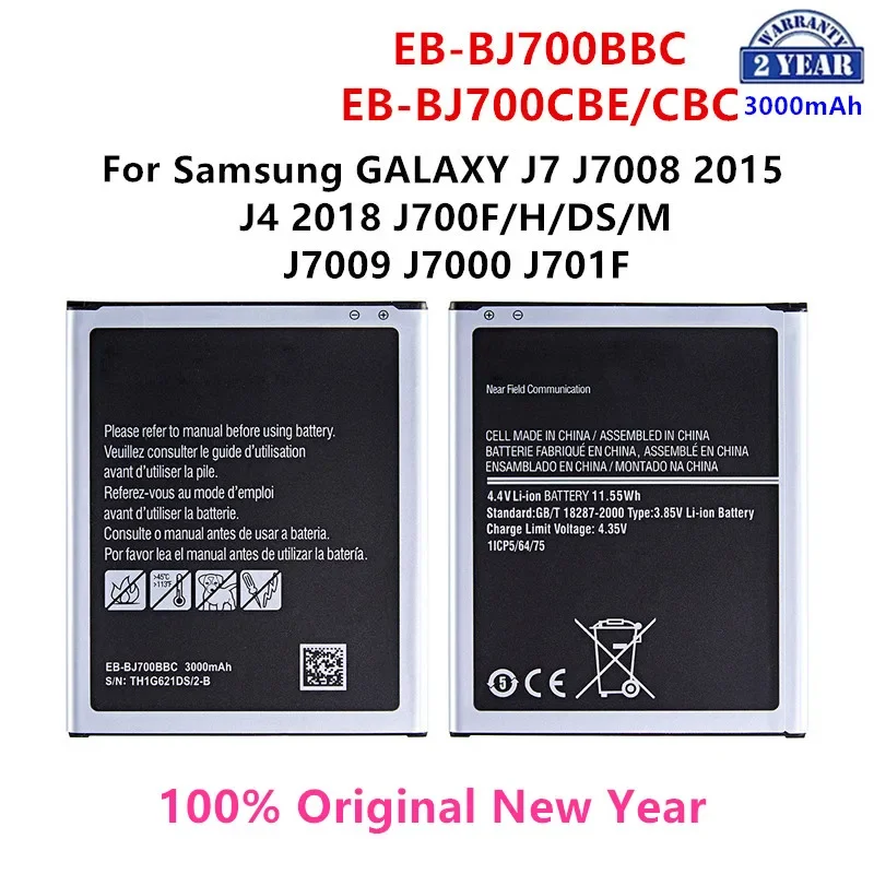 

100% Orginal EB-BJ700BBC EB-BJ700CBE Battery 3000mAh For Samsung Galaxy J7 2015 J4 2018 J7000 J7009 J7008 J701F J700F NFC