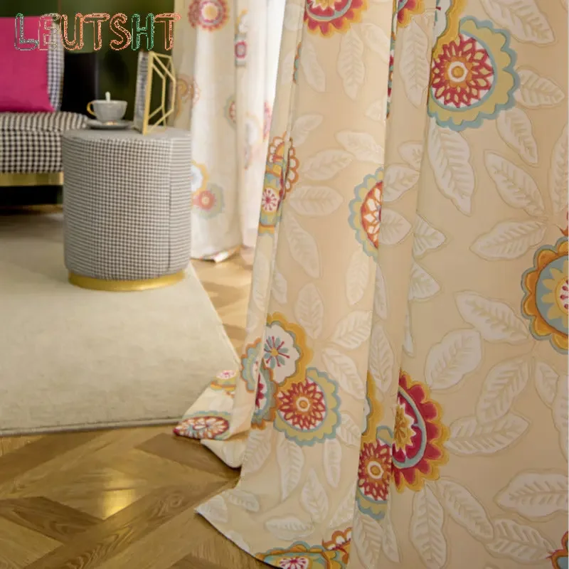 

Korean Style Curtains for Living Dining Room Bedroom American Pastoral Cotton Door Curtains Window Curtains for Kitchen