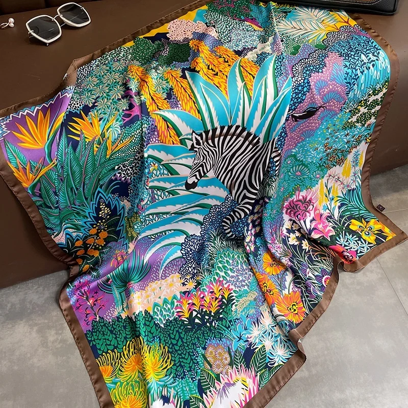 Шарф квадратный Женский Модный Шелковый платок большой головной 35 дюймов хиджаб