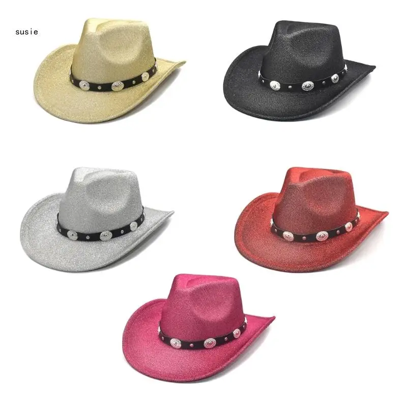 

X7YA Glitters Crystal Glitter Cowboy Hat Hat for Actor Actress