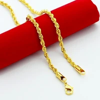 wholesale price 3mm 20 30 inch male gold necklace 24k yellow gold filled twist chain necklaces for men women