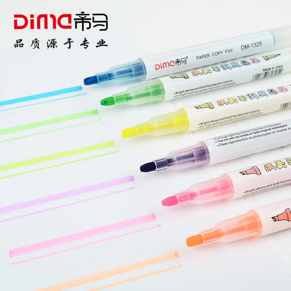 

Colored Double-Headed Fluorescent Pen, 6-Color Marker, Key Line Marking Pen, Student Graffiti Hand Account Pen, Oblique Head Wat