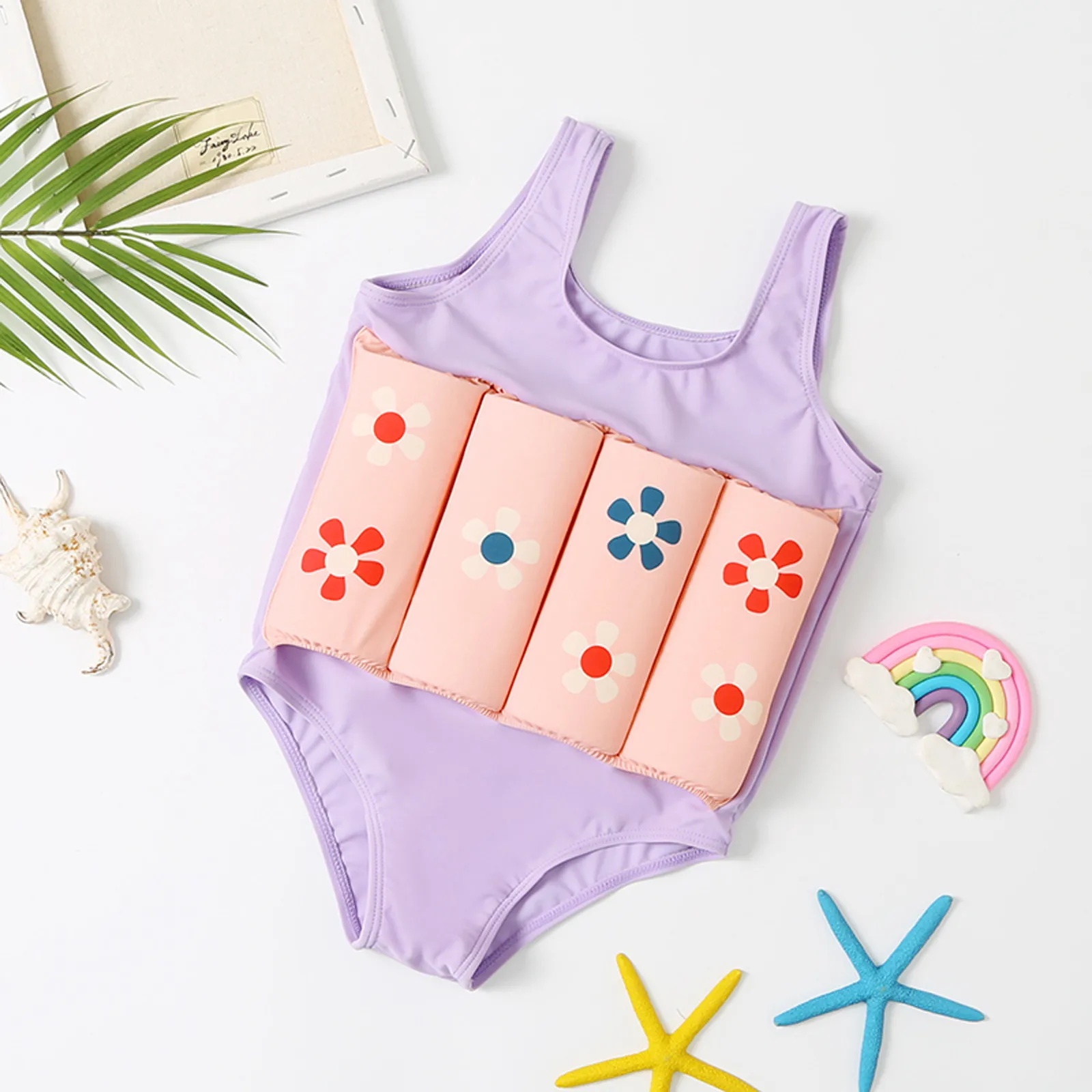 

Cow Print 1 Piece Swimsuit Baby Float Suit Toddler Floating Swimsuit Removable Buoyancy Sticks For 6 Month Old Bathing Suit