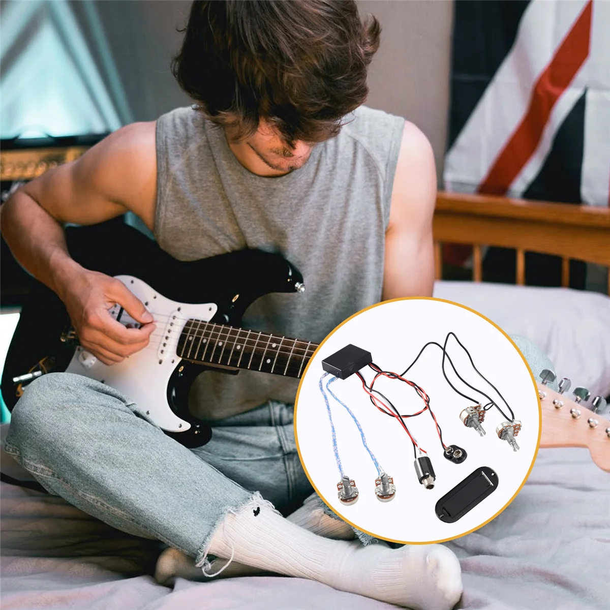 2-полосный активный бас-гитарный эквалайзер предусилитель черный звукосниматель