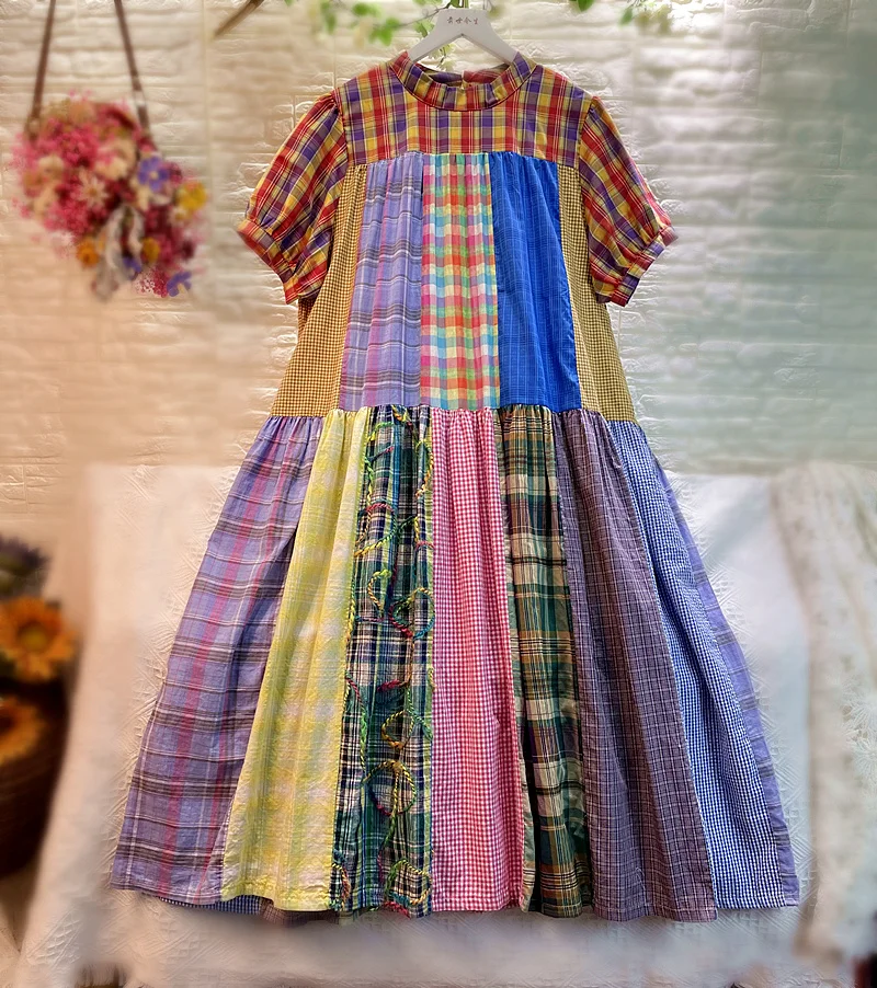 100% Cotton Linen Female Summer Bohemian Boho Chic Loose Waist Midi Dress 2022 Women Gypsy Hippie Tribal Ethnic Long Swing Skirt