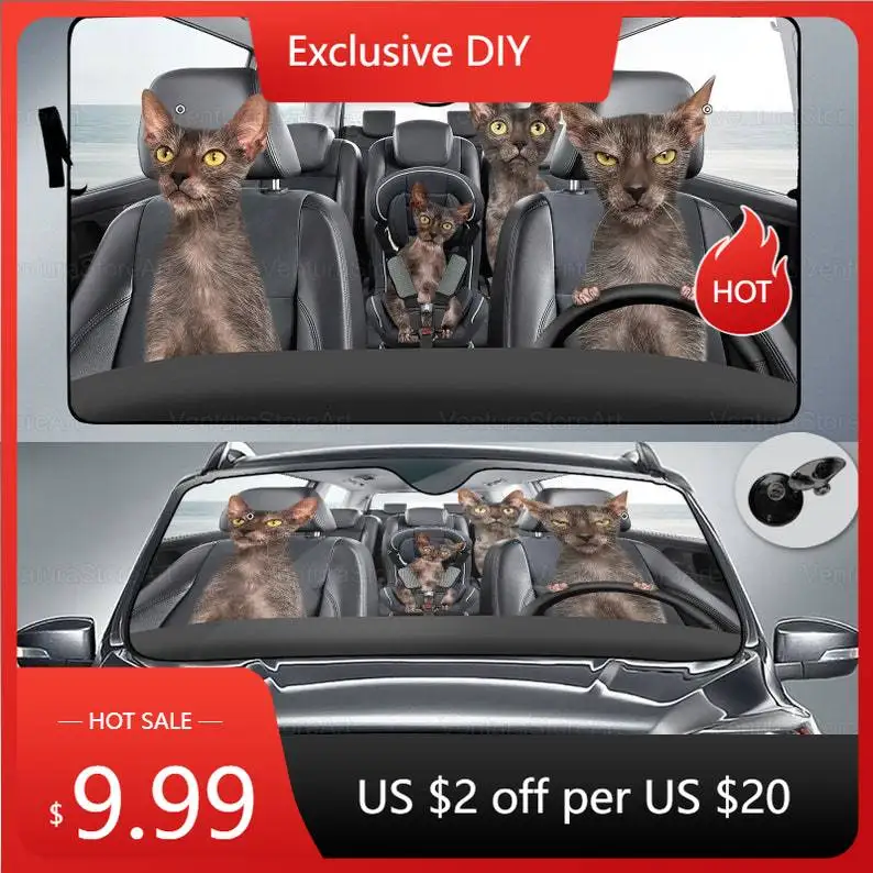 Кошачий Автомобильный солнцезащитный котенок Lykoi кошачий автомобильный