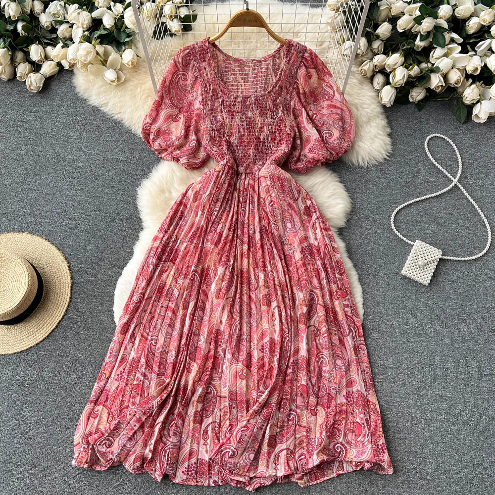 

VANOVICH дизайн с коротким рукавом женское летнее Новое модное темпераментное тонкое Плиссированное литературное платье с высокой талией боль...