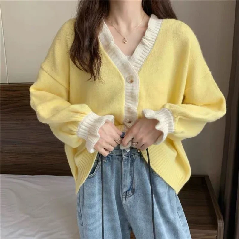 Вязаные топы для женщин кардиган женский свитер милая розовая корейская мода в