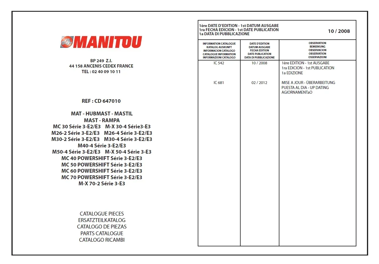Фото AutoEPC Manitou Вилочный погрузчик, США, детали, каталоги №2