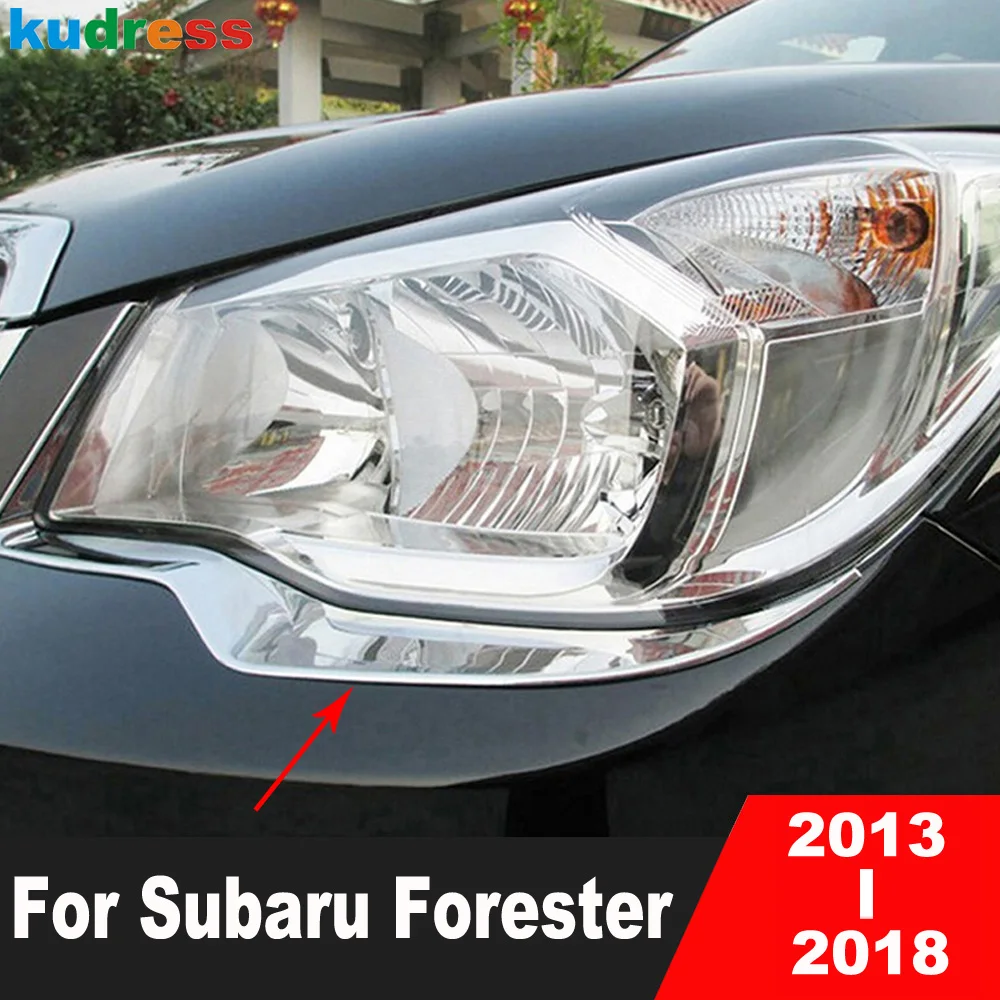 

Хромированный передний налобный фонарь для Subaru Forester 2013, 2014, 2015, 2016, налобный фонарь для бровей, налобный фонарь, декоративная отделка для век, автомобильные аксессуары