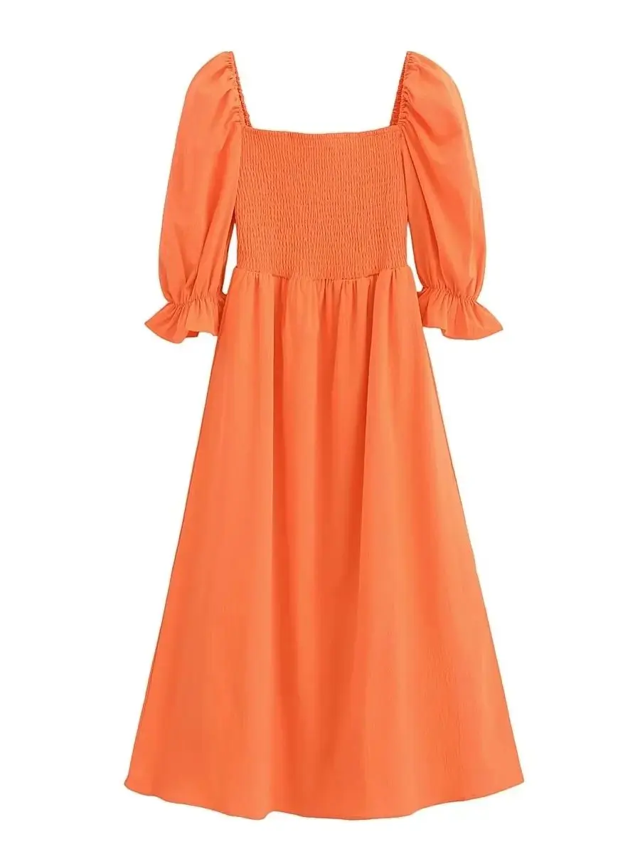 Платье KAOPU ZA женское с коротким рукавом элегантное однотонное длинное