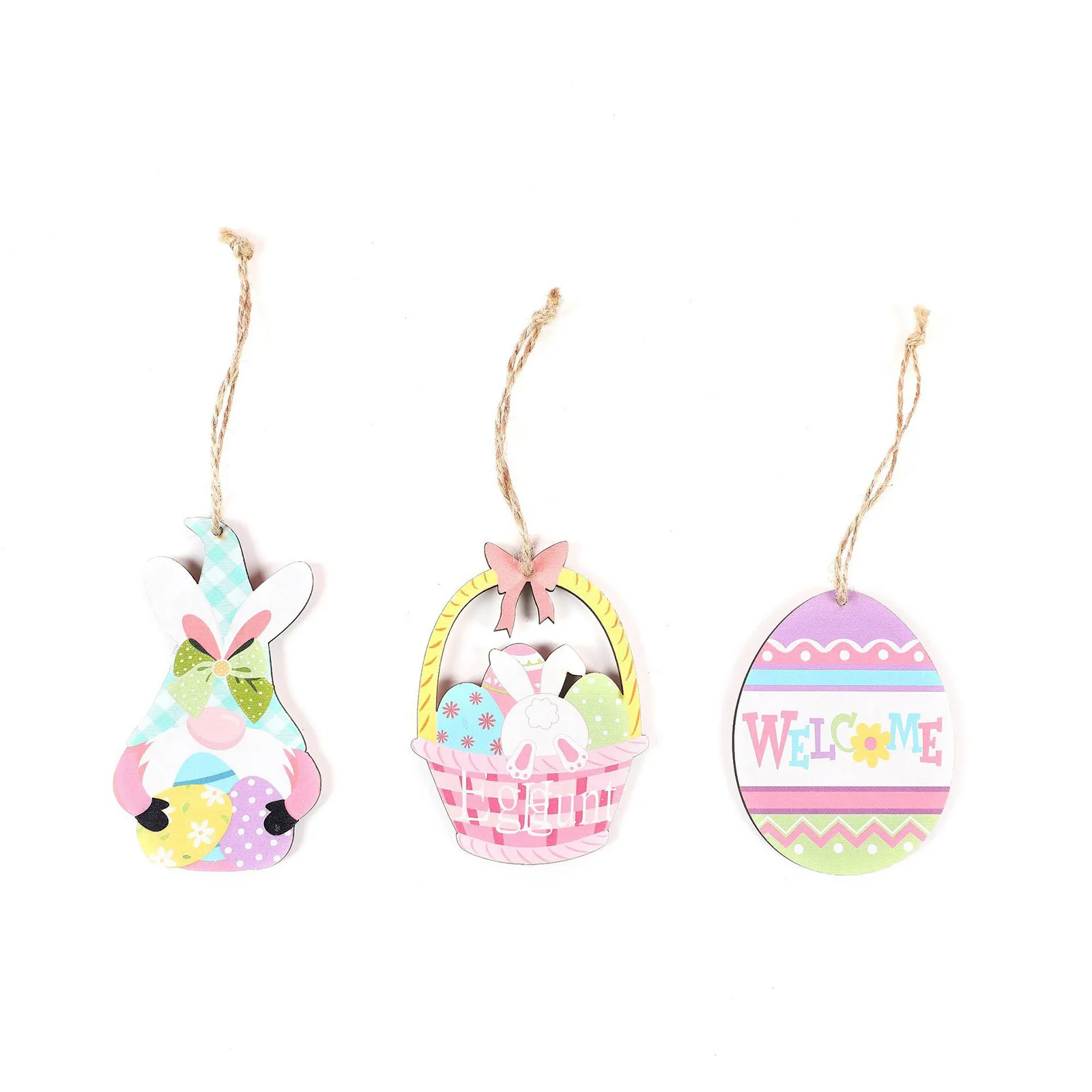

Easter Eggs Wooden Ornaments Easter Bunny Hanging Pendants Easter Party Supplies 3pcs Set Pendant Decor Hanging Ornament