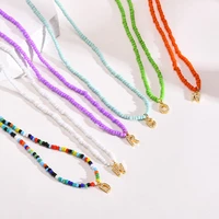 vnox y2k beaded chokers for women a z initial necklaces bohemia colorful beads chain girls 26 letters alphabet pendant collar