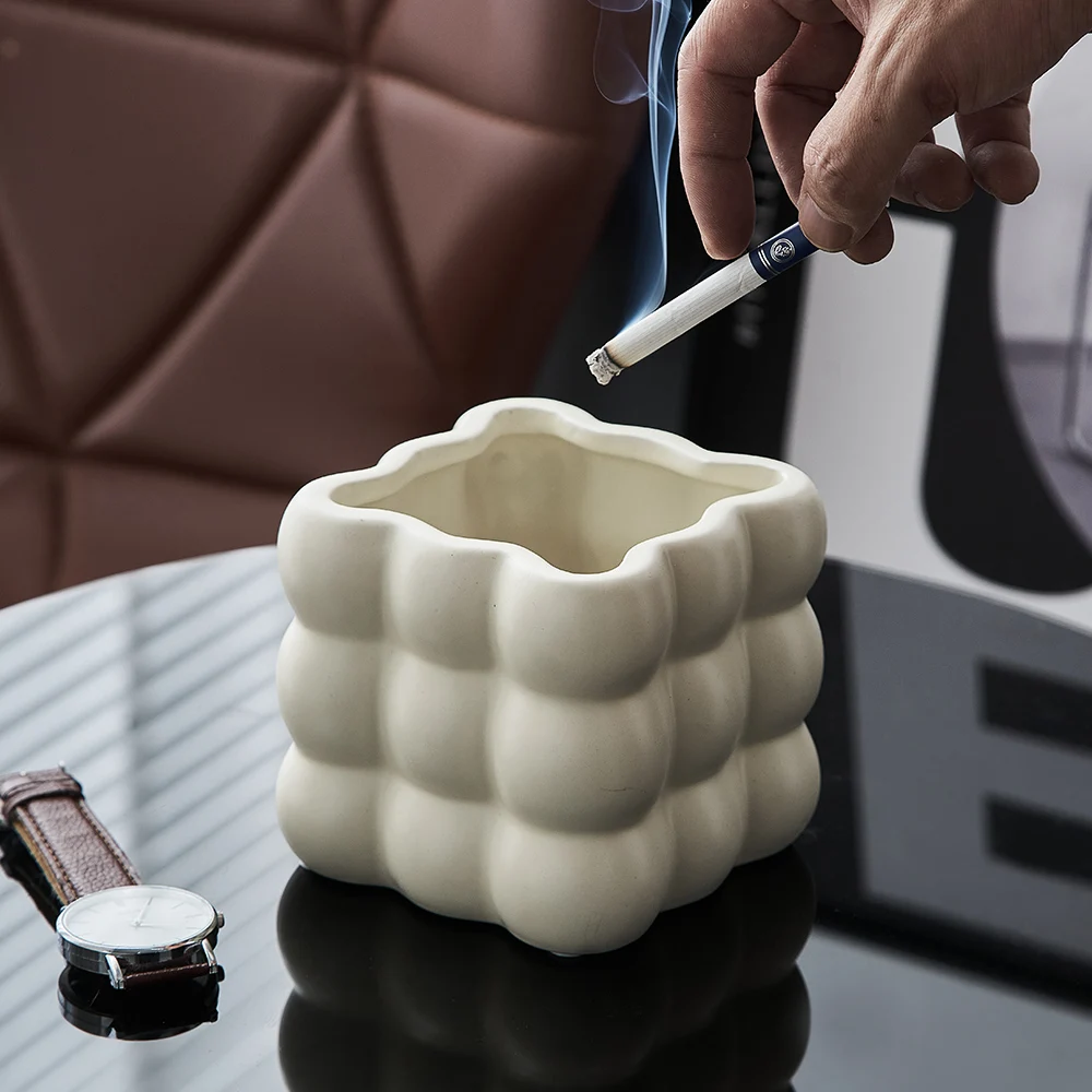

Nordic Bubble Square Figurine Desktop Storage Decorative Table Ashtray Modern Style Ornaments Fashion Living Room Decorations