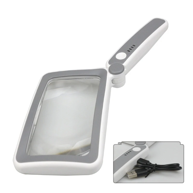 

4X Magnifying Glass LED Illuminated Eye-Loupe Magnifier Handheld Magnifying Lens for Coin Stamps Reading Rechargeable