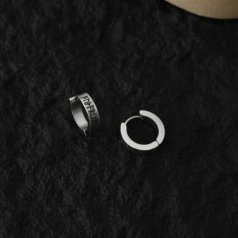 Серьги-обручи с узором Вике Стильные серьги-кольца гравировкой Уникальный зажим