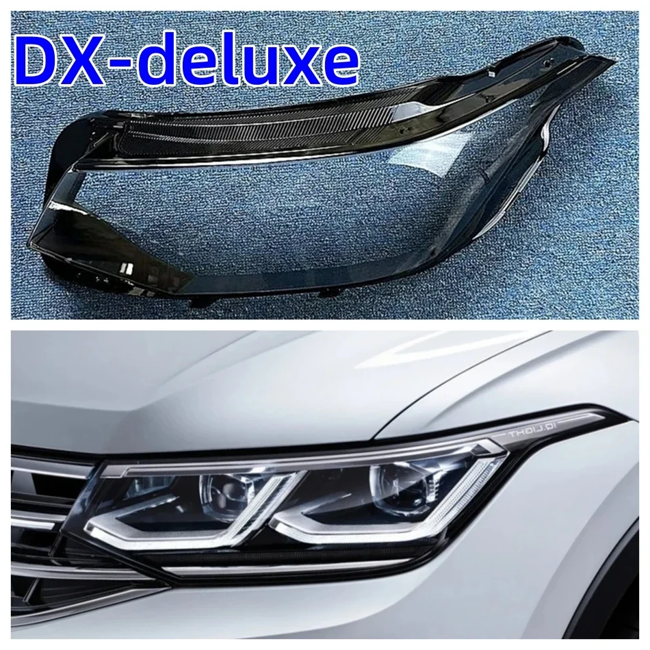 Фото Для Volkswagen VW Tiguan L 2022 2023, передний абажур, прозрачный корпус, корпус фары, крышка лампы, линза из плексигласа №3