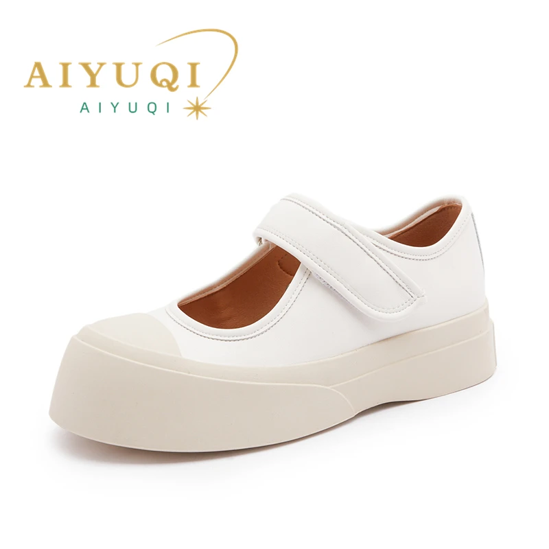 AIYUQI Mary Jane Women Shoes Summer 2023 New Genuine Leather Women's Loafers Platform Fashion Women's Canvas Shoes