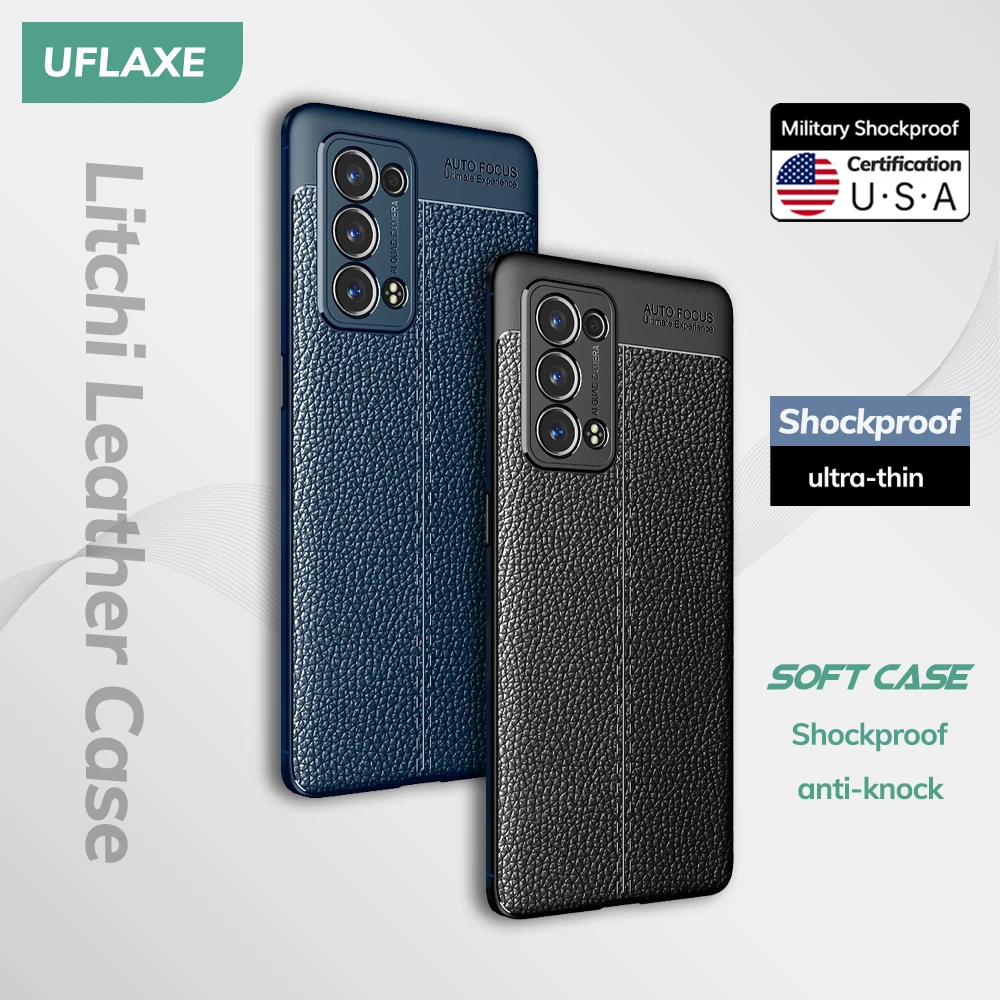 UFLAXE Original Shockproof Case for OPPO Reno 6 Pro Plus Reno 6Z Reno6 Z 5G Soft Silicone Back Cover TPU Leather Casing