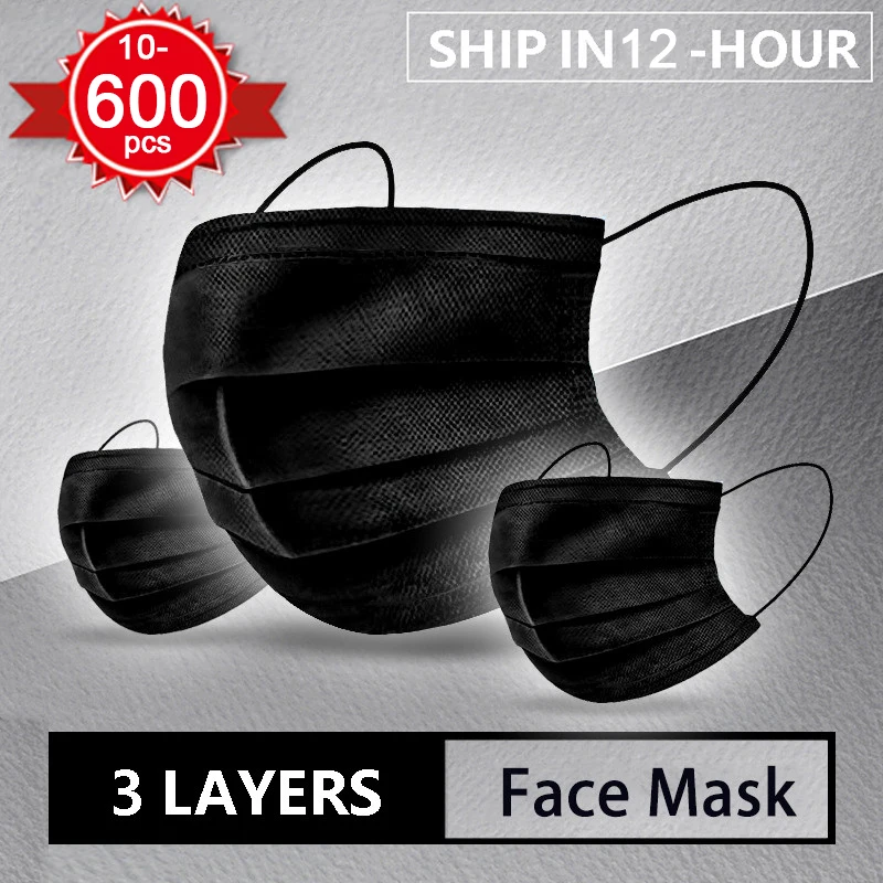 Одноразовая черная хирургическая маска 10-600 шт. нетканая сертифицированная