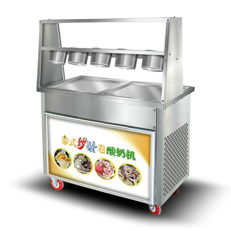 

1800W Stainless Steel Fried Ice Cream Machine With Defrost For Yummy Ice Cream Rolls Making