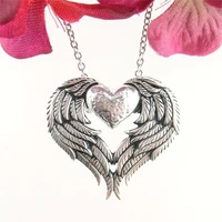 creative retro silver color heart shaped wings ladies riche high end necklace party travel couple anniversary gift jewelry