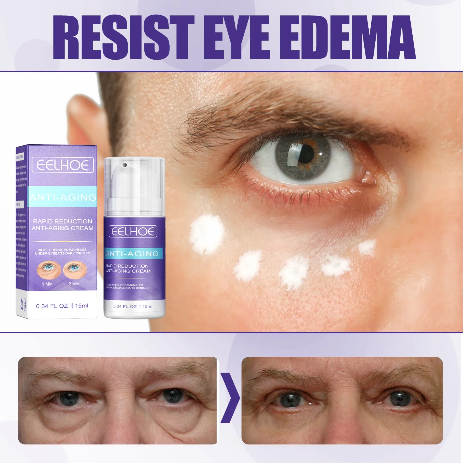 EELHOE Eye Cream Moisturizing Eye Area Lifts and Tightens The Skin Lighten Fine Lines Crow's Feet Dark Circles Massage Cream